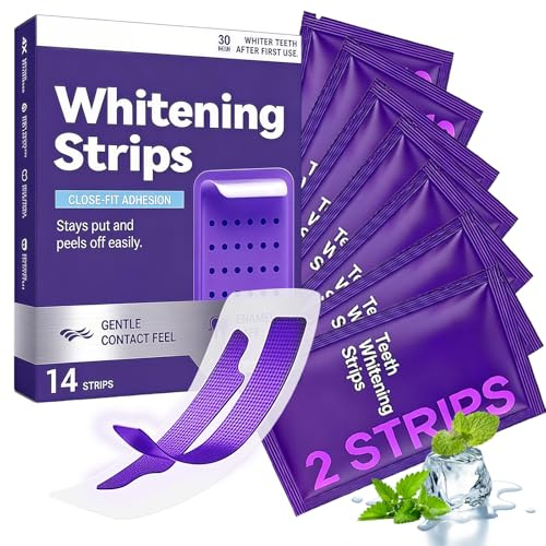 14 Paare Lila Zahnaufhellungsstreifen, Zahnaufhellung Whitening Strips,﻿ Effektives Und Schnelles Verbesserungen Flecken, Bleaching FüR WeißE ZäHne, FüR Verschiedene ZäHne