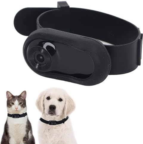 Fabater Pet Collar Camera, Full HD 1080P Wireless Dog Neck Cam with 0.96inch LCD Display, 90 Degree Wide Angle Compact Action Camera for Cats Dogs Outdoor Use (Black)