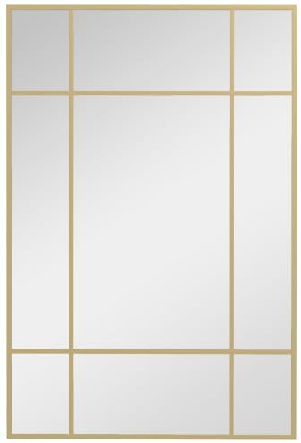HOMCOM Wandspiegel Dekorativer Spiegel mit Metallrahmen 90 x 60 cm Gold | Rechteckiger Spiegel, Schlafzimmer, Badezimmer