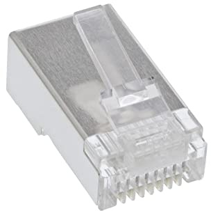 InLine 73098T 100er Pack, Modularstecker 8P8C RJ45 zum Crimpen auf Rundkabel, geschirmt