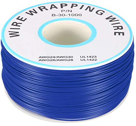 sourcing map 1 Band AWG30 656,2FT Platinenabdeckung Draht PCB-Schweißen Kupferkabel Blau