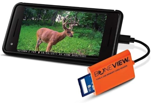 BoneView SD Card Reader for Android - Type C USB Trail Camera Viewer Play Deer Hunting Photo & Video from All Game Cam Memory Cards Using Phone USB-C Port on Google, Samsung and More