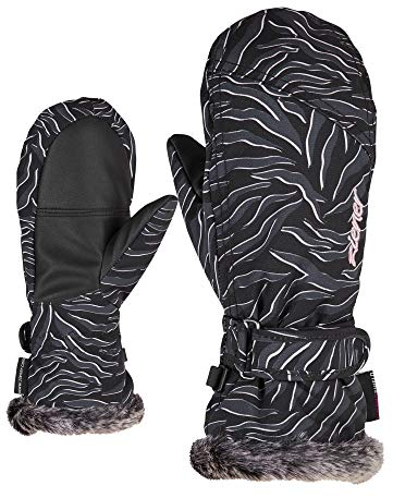 Ziener Mädchen LED MITTEN GIRLS glove junior Ski-handschuhe / Wintersport |warm, atmungsaktiv, , schwarz (zebra print), 6
