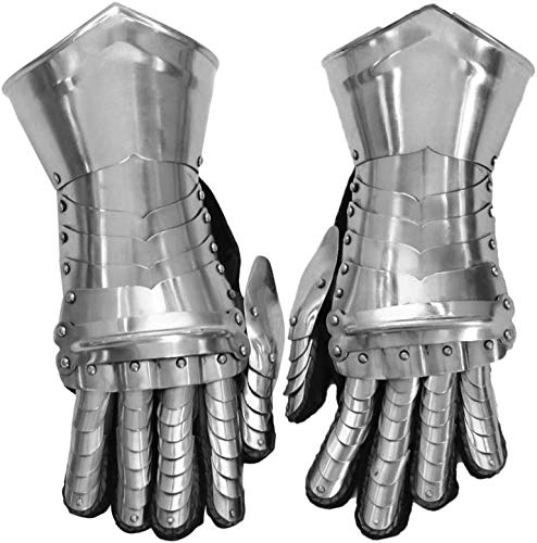 THOR INSTRUMENTS Mittelalterliche Ritter-Halloween-Kostüm, Stulpen, Rüstung, Stahlhandschuhe, rustikal, Vintage, Heimdekoration, Geschenke, silber, Erwachsene