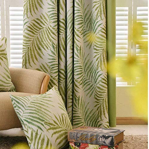 MYRU 2 Panels Set Palm Tree Tropical Leaf Eyelet Curtains for Living Room Bedroom (Green, 2x 66x84 Inch)