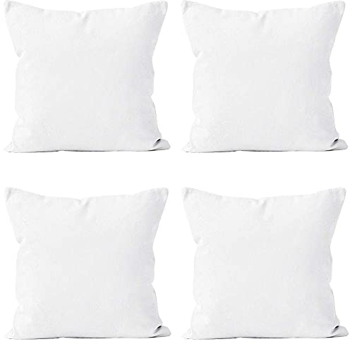 Encasa XO Wurfkissenbezüge (ohne Einlage) 40x40 cm – 4 er-Set Weiss Sublimationsrohling mit unsichtbarem Reißverschluss, Polyester-Twill für DIY, Druck & Malen