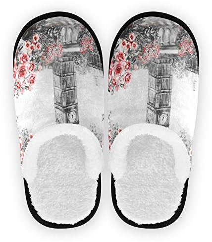 Mnsruu Pantoufles en coton antidérapant avec peinture à l'huile pour la maison, l'hôtel, le spa, la chambre à coucher, le voyage - L pour homme et femme