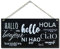 CARISPIBET Hello! Hola! Bonjour! | Enseignes pour la maison plaques décoratives déco d'interieurs décoration bienvenue chez nous voyage 15 x 30 cm