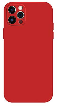 Rdyi6ba8 Cover per iPhone 12 Pro, Gel Silicone Liquido Custodia con Protezione Fotocamera e con Morbida Microfibra Fodera [Antiurto] Cover per iPhone 12 Pro - Rosso
