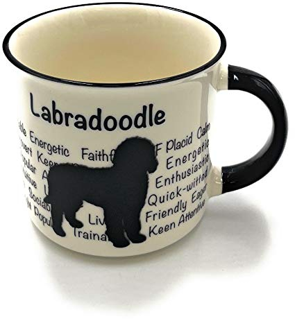Labradoodle Mug - Dog Silhouette in Black on White Mug, Characteristics on Cup. Coffee Mug/ Tea Cup. Great Gift/ Present idea for Dog Owners.