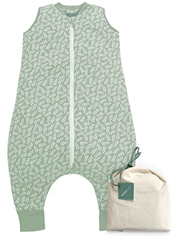 molis&co - Baby Schlafsack mit Füßen 2.5 TOG - Ganzjahres Schlafsack - Babyschlafsack mit Beinen - 100% Baumwolle (Oeko-TEX 100), Winterschlafsack Premium Qualität - Green Garden (80 cm)