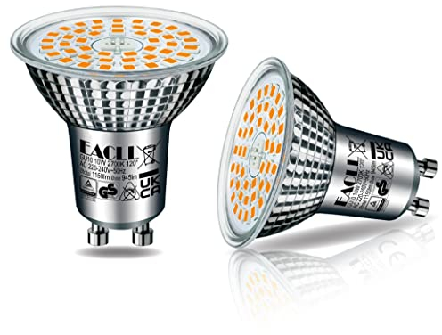 EACLL GU10 LED Warmweiss 10W Ersetzt 125W Halogen Leuchtmittel, 2er-Pack. 945 Lumen 2700K Birnen, AC 230V Flimmerfrei Strahler, Abstrahlwinkel 120 Grad Spot, Nicht Dimmbar Reflektorlampen