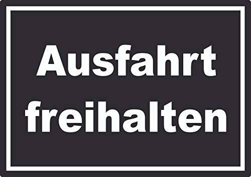Ausfahrt freihalten Aufkleber weiß-schwarz A2 (420x594mm)