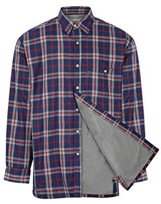 Champion Mens Stroud Country Fleece Lined Long Sleeve Shirt Blue L