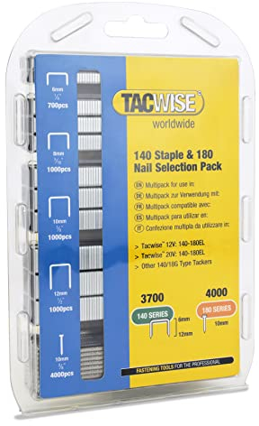 Tacwise 1627 Selezione di Punti di Tipo 140 in Diverse Dimensioni e Chiodi di Tipo 180 (18G) / 10 mm, Zincato, Confezione da 3700 Punti e 4000 Chiodi