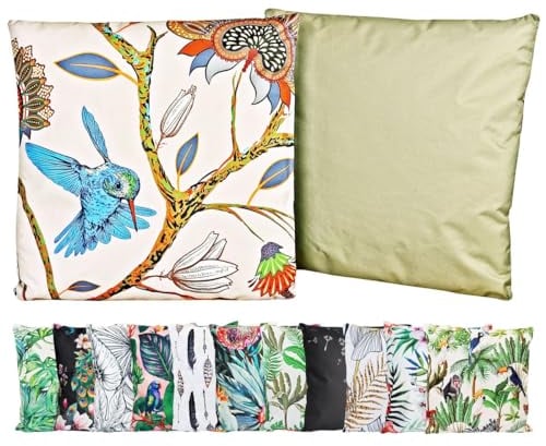 JACK Outdoor Motiv Kissen 45x45cm Lounge Dekokissen inkl. Füllung Wasserabweisend Sitzkissen Garten Stuhl, Farbe:Kolibri Blau