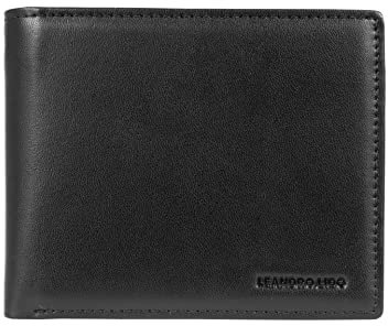 Leandro Lido Kunstleder Geldbeutel Kartenhalter Geldbörse Herren, Damen mit Münzfach, Sichtfach, dünn, klein, kompakt, minimalistisch mit Geschenkbox Classic Brieftasche (Schwarz)