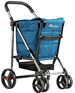 Klappbarer Einkaufstrolley Rolser Basquet Polar 4 große Räder (2 drehbare) - Marino