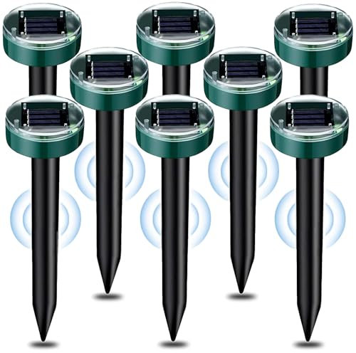 Jokresty Solar Mole Repellent Ultrasonic,8Pcs Solar Powered Mole Repeller,Sonic Mole Repeller IP65 Waterproof,Mole Deterrents for Gardens Lawn Get Rid of Moles,Gopher,Voles, Snakes,Rodents