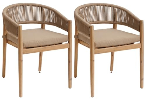 Hespéride - 2 Gartensessel Tevio Honig – Aluminium, rostfrei, Akazie, verfärbt Nicht – Gartenmöbel für den Außenbereich, Terrasse, Balkon