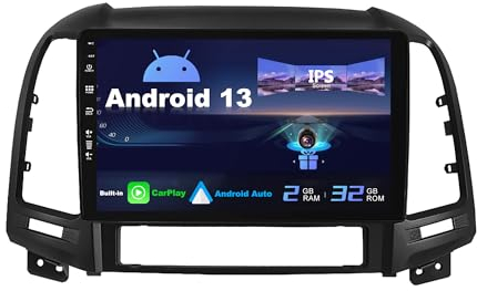 SXAUTO Android 14 Autoradio für Hyundai Santa FE (2006-2012) - Eingebaut CarPlay Android Auto - Kamera - Lenkradsteuerung/DAB/4G/Dual-Band WiFi/Bluetooth5.0/DSP - 2 Din 9 Zoll