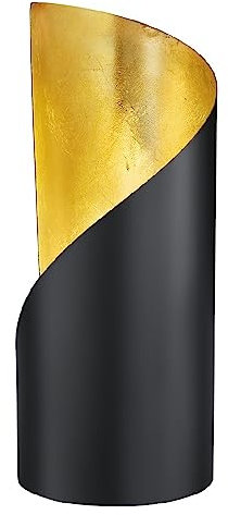 Britalia Matt Black & Gold Inner Vintage Metal Cylinder Table Desk Lamp | 24cm Height | 1 x SES E14 Lamp Bulb Required | UK Approved | Cylindrical Retro Swirl Design