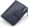 HNOOM Porte Monnaie Femme en Cuir PU Porte Feuilles pour Femme Court Lisse et Souple Petit Portefeuille Femme avec 15 Emplacements Cartes et Zippé Pochette à Monnaie (Bleu Foncé-X)
