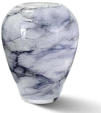 Terroso - Vase - Verre Arctique soufflé à la Bouche - Aspect Luxueux, élégant et stylé - 27 cm de Haut - Aspect marbre - Vase à Fleurs