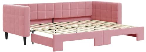 vidaXL Lit de Jour avec lit gigogne Rose 80x200 cm Velours, canapé-lit, canapé-lit Confortable, lit de Jour gigogne, lit d'appoint