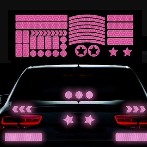 Nouiroy 42Pcs Reflektierende Felgenband Fahrrad Aufkleber Rosa Auto Aufkleber Felgen für Autos, Fahrrad, Skateboard, Motorrad Nighty Sicherheit Warnung Aufkleber (Lila)