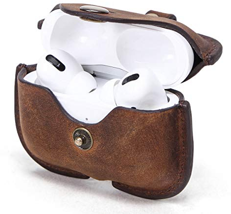 CONTACT'S FAMILY Hülle für AirPods Pro 2/1, Airpods Pro Hülle Leder, Airpods Pro Leather Case, Lederhülle Kompatibel mit AirPod Pro 2/1 Generation mit Schlüsselhaken(Kaffee)