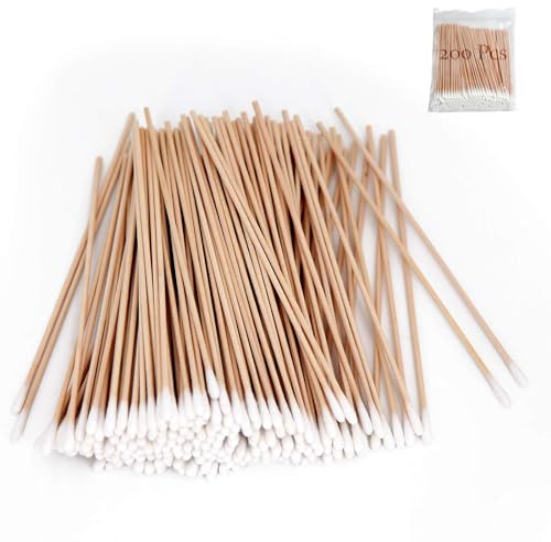 200 Stück Wattestäbchen Lang, Reinigungsstäbchen Ohrenstäbchen Reinigungsstäbchen Holz Großer Kopf für Make-up, Reinigung, Polieren, Augenbrauen, Beauty, Nägel
