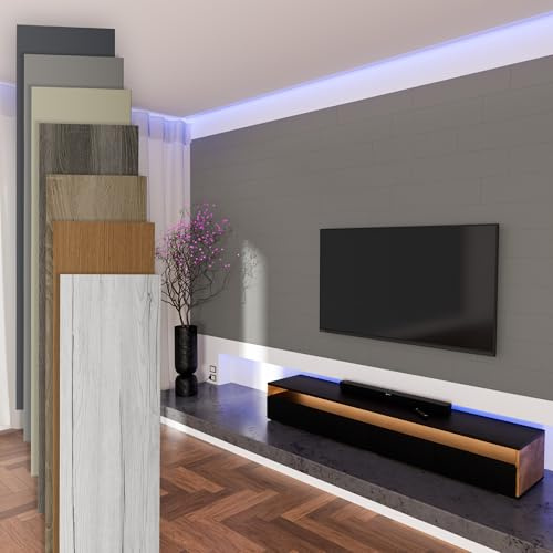 HEXIM Paneele aus MDF - Wandpaneele Wandverkleidung Holzpaneele Natur Wand Holzoptik Innen Holzverkleidung Verblender Dekorpaneele (2,08 m² Sandgrey + Montagekleber HexPro P63)