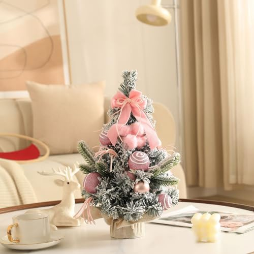 Mini Weihnachtsbaum Tischdekoration, Simulation Weihnachtsbaum, Künstliche Weihnachtsbäume Tischdekoration Christmas Tree Weihnachtsbaum Klein Weihnachtsdeko (Z-B-Pink, One Size)
