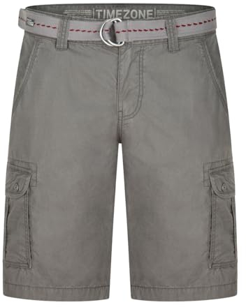 Timezone Cargo Shorts Herren mit Gürtel Regular Fit MaguireTZ Kurze Hosen Cargoshorts Sommer 100% Baumwolle, Größe:34, Farbe:Washed Grey (8122)