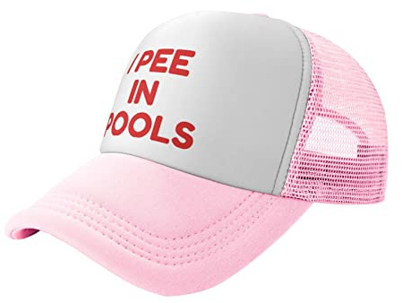 Yaxinduobao Lustige Baseballkappe mit Aufschrift I Pee in Pools, I Pee in Public Pools, Netzstoff, Trucker-Mütze, Damen, Papa-Hut, Pferdeschwanz-Hut, Schwarz