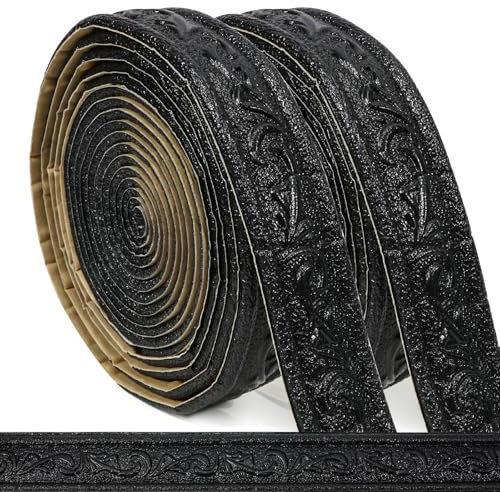 WAPANE 3D Wall Edging Self Adhesive, 360 x 1.57 Black, 4PC