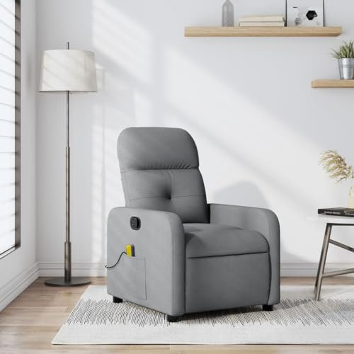 Homgoday Massagesessel, neigbar, hellgrau, aus Stoff, Sessel, Liegestuhl, Relaxsessel, Massagesessel für den ganzen Körper pp