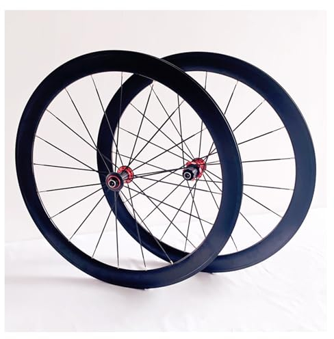 MirOdo Rennrad-Radsatz 700C Schwarze Aluminiumlegierungsfelgen Tiefe 50mm Schnellspanner 100/135mm 20 Löcher Vorne 2 Hinten 4 Lager V-Bremse Radsatz for 8-11 Gänge(Red)