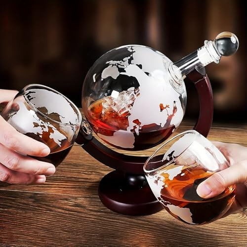 Juego de decantador de whisky con 2 vasos de 250 ml y llavero abrebotellas, regalos de cumpleaños de aniversario para él, marido, novio, decantador de whisky de 850 ml, Navidad única para whisky