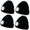 Mordx 4Stück LED Beleuchtete Mütze, Mütze Aufladbar USB, Unisex Weich Warm Beanie für Damen und Herren, Winterstrickmütze Strickmütze für Angeln, Camping