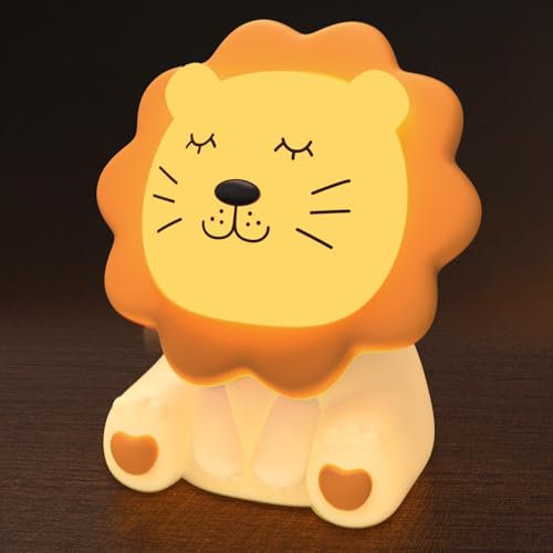Nachtlicht Kinder Löwe Baby Stilllicht Dimmbar mit 7 Farben Kinderlicht, Switch-Steuerung, Kindernachtlicht Touch Lampe Aufladbare, Anti-Glare LED Night Light Löwennachtlicht Lampe für Kinderzimmer