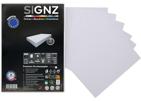 SIGNZ Kopierpapier, DIN A5, weiß, 75g, 350 Blatt, Druckerpapier für Zuhause & Office, FSC Mix 70%