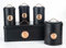 LENAK Tea Coffee Sugar Storage Canister Set - Labelled Containers for Tea Coffee Sugar Tins Jar Sets for Kitchen Accessories & Essentials (Black/Copper, 5 Pieces)
