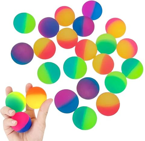 KHDULQ 20 Pièces Balle Rebondissante 25 MM, Jouet pour Chat et Enfant, Party Goodies Anniversaire, Pochette Surprise Remplisseurs de Sac Butin d'anniversaire