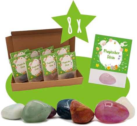 JEKA 8 Stück Magische Steine für Ostern - Glücksbringer und Kleinigkeit fürs Osternest, Ostergeschenk für Kinder, Ostern Kinder