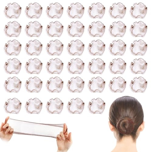 40 Stück Unsichtbare Haarnetz, Feinmaschig Ballettbrötchen Haarnetz, Haarnetze Elastische für Krankenschwester, Ballett Haarknoten Former, für Krankenschwester, Tänzerin, Flugbegleiterin