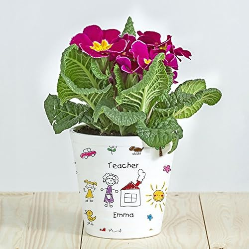 Wanapix | Vaso da Fiori Personalizzato | Regali per maestre/, insegnanti/professori | Vaso con il vostro Nome | Ceramica | Kids