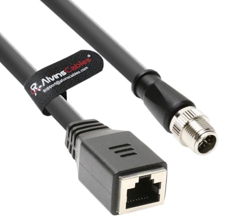 Alvin's Cables M12 X-Code 8-Pin Stecker auf RJ45-Buchse Ethernet-Kabel für Cognex Keyence Kamera, RJ45-Buchse High-Flex Cat6a-Kabel für die industrielle Automatisierung, Robotik 20m