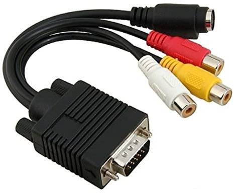 CONGARTENO VGA to 3 Converter Cable for TV and Projector SVGA to S-Video Adapter 1.8m Length Compatible Monitors and Projectors Easy to Connect